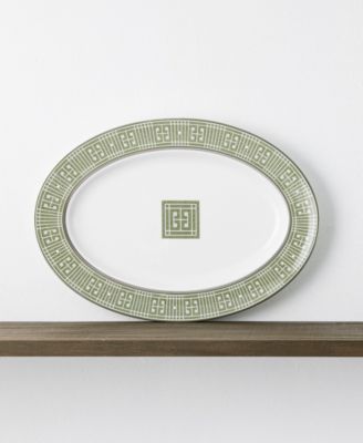 Infinity Green Platinum Oval Platter, 14"