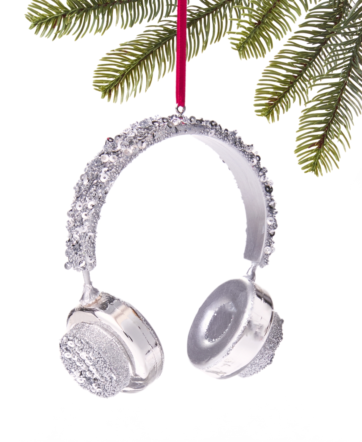 Holiday Lane Retro Holiday Silver Glitter Headphones Ornament, Created For Macy's In No Color