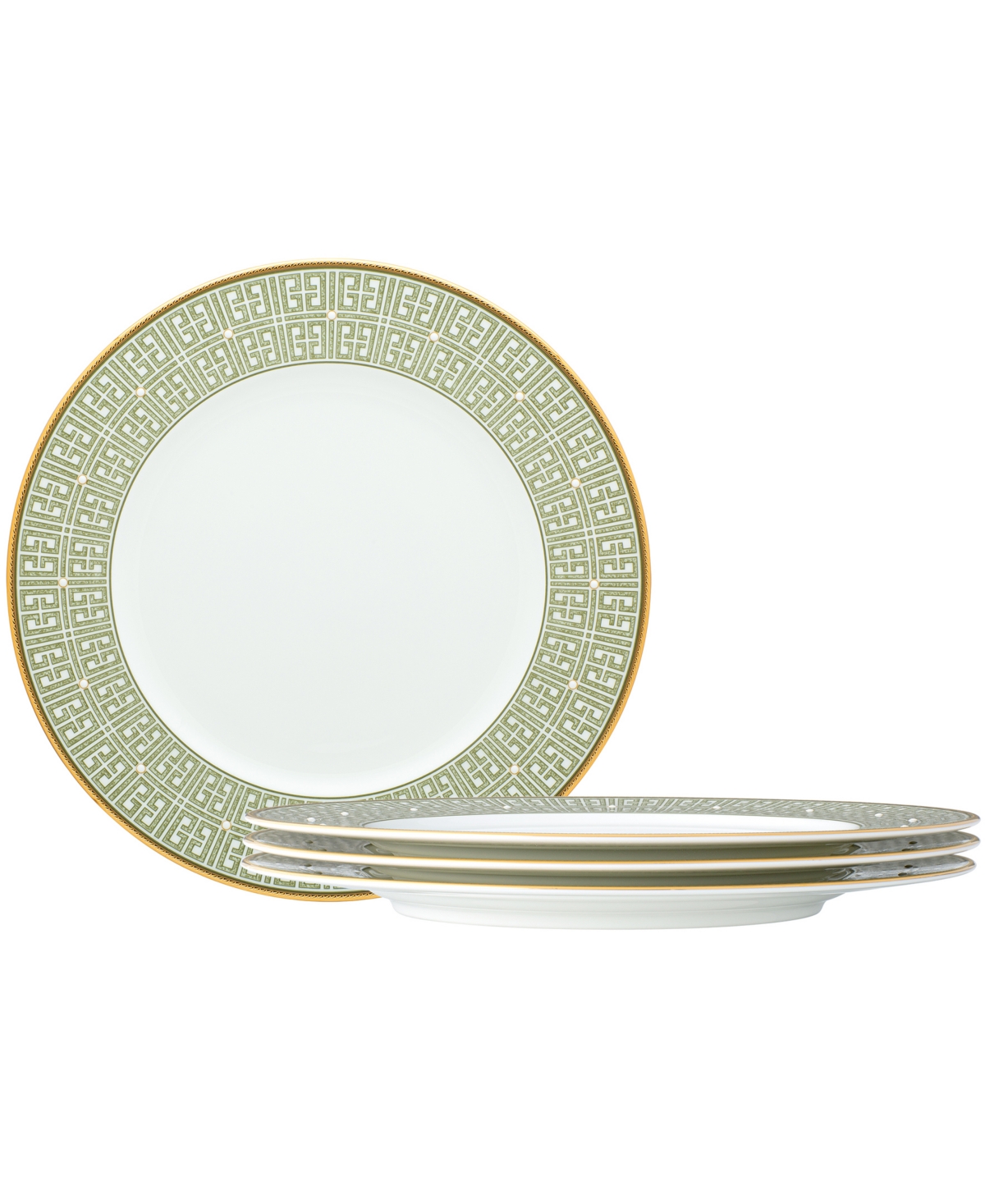 Noritake Infinity 4 Piece Dinner Plate Set, Service For 4 In Green Gold