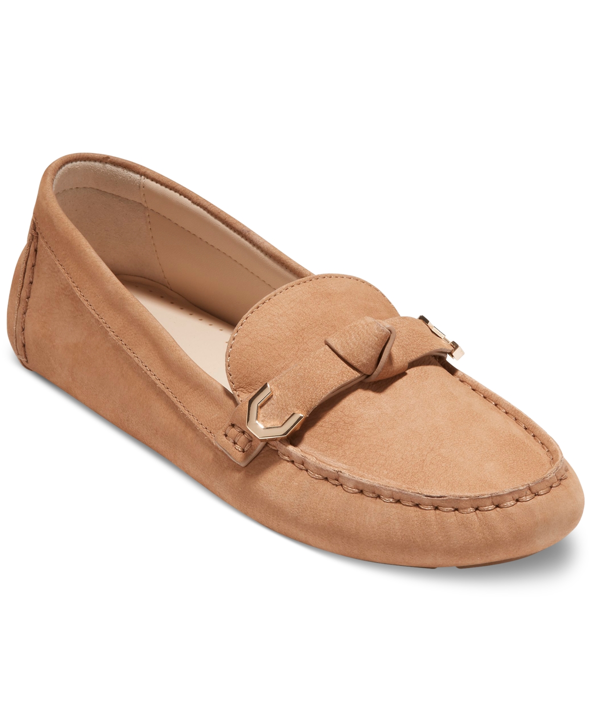 Shop Cole Haan Women's Evelyn Bow Driver Loafers In Birch Beige