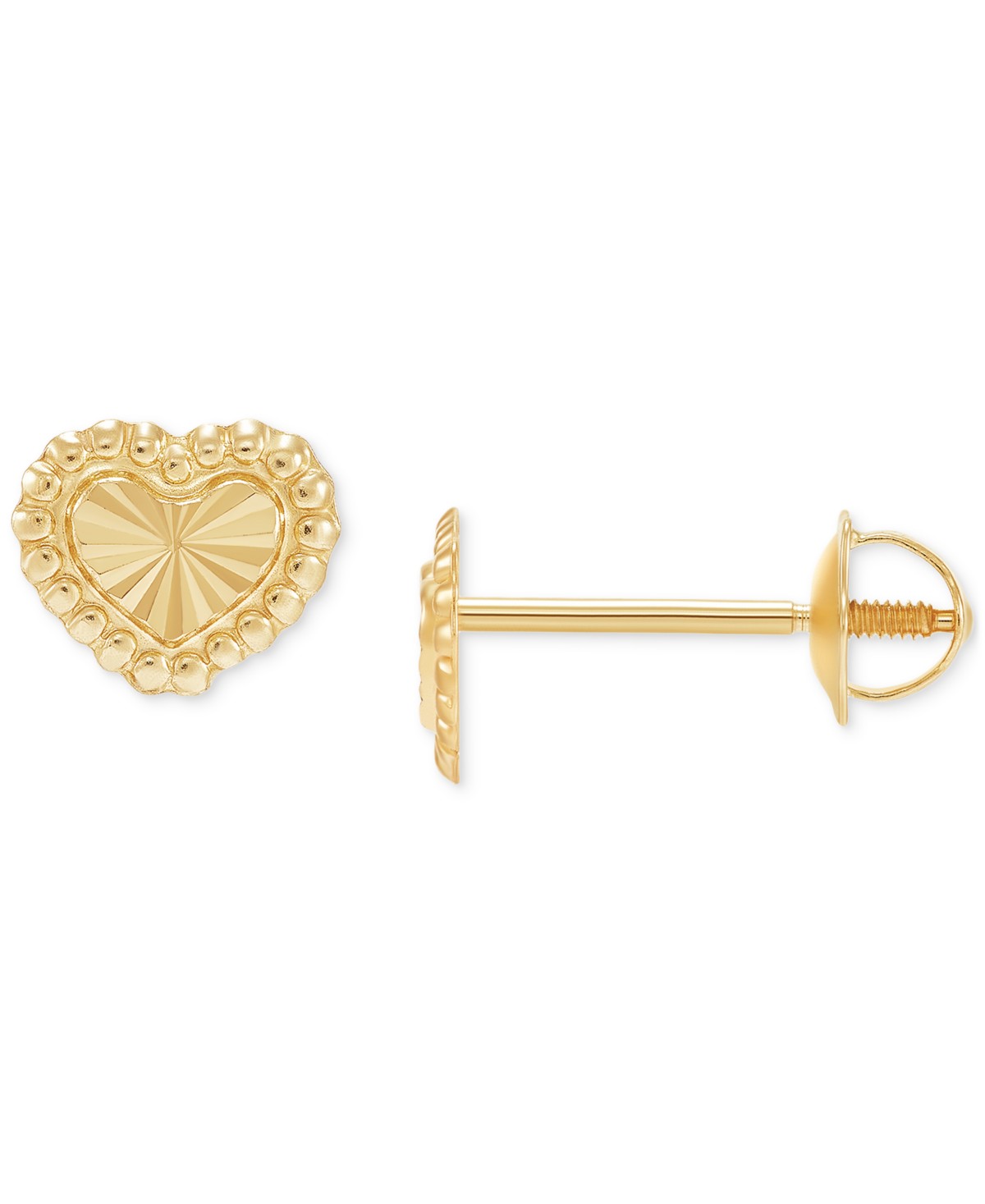 Детские Macy's Children's Beaded Heart Stud Earrings in 14k Gold — фото 1