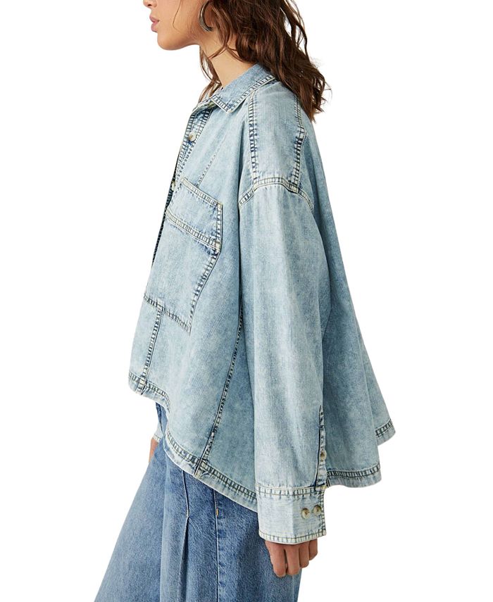 Free People Women's Back To You Cotton Swing Denim Jacket Macy's