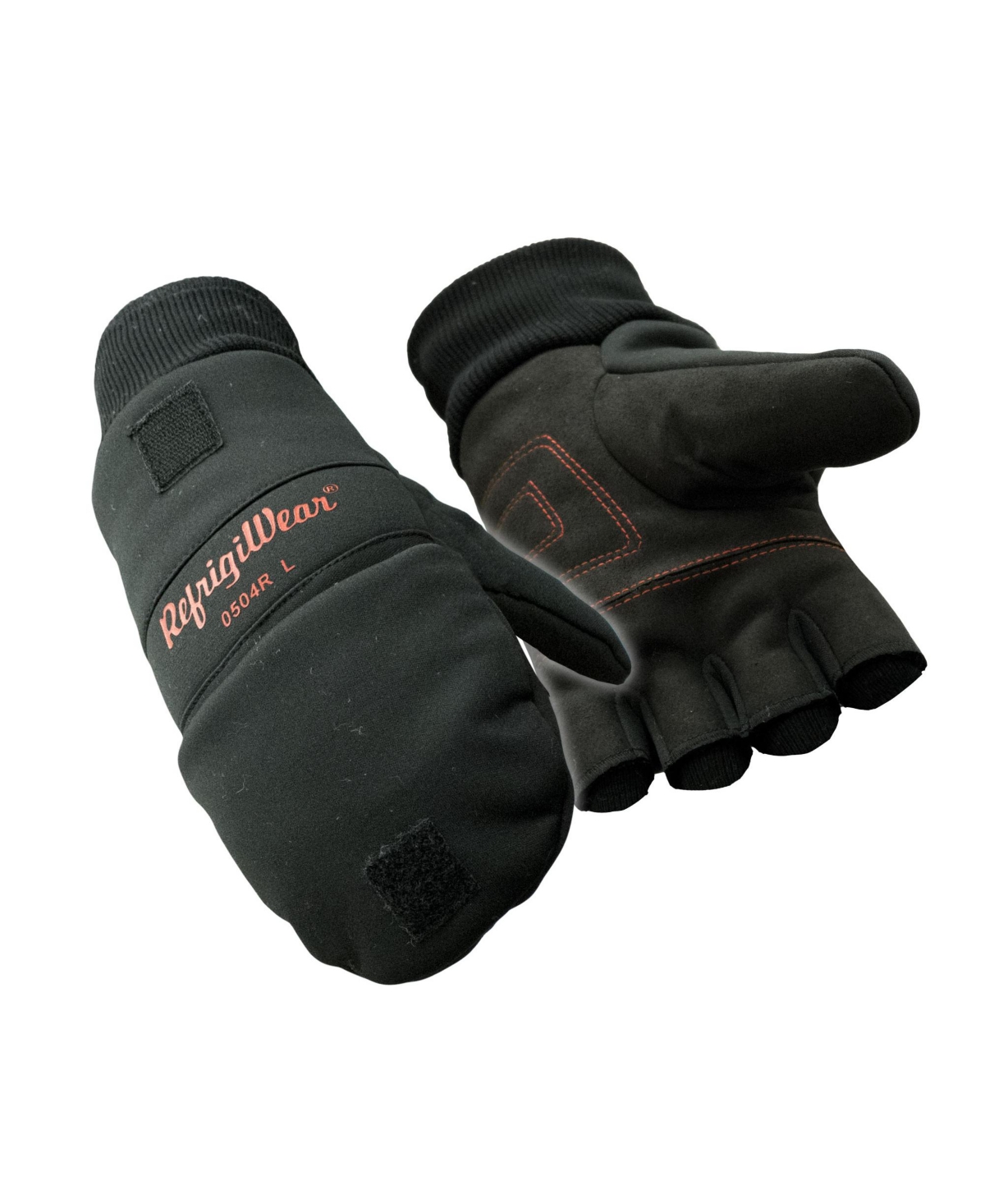 Men's Fleece Lined Fiberfill Insulated Softshell Convertible Mitten Gloves - Black