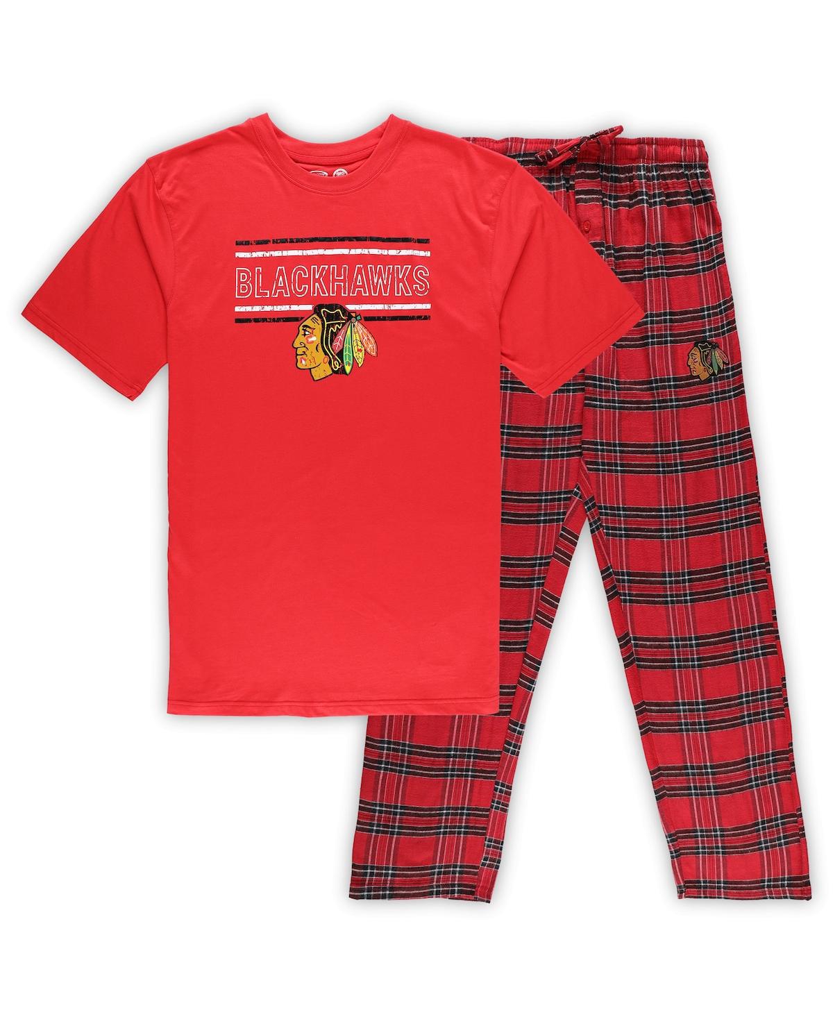 Men's Red Chicago Blackhawks Big and Tall T-shirt and Pajama Pants Sleep Set - Red