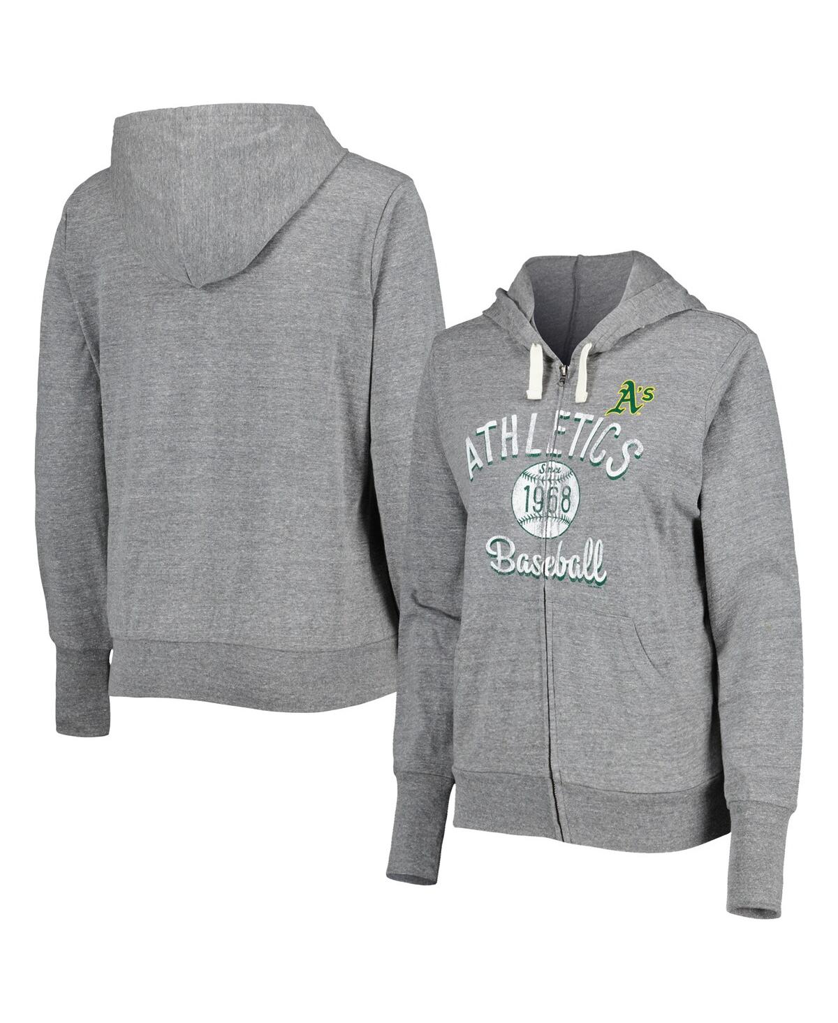 Shop Touché Women's Touch Gray Oakland Athletics Training Camp Tri-blend Full-zip Hoodie