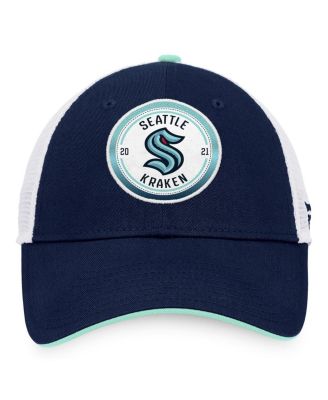 Men's Deep Sea Blue, White Seattle Kraken Iconic Gradient Trucker Snapback Hat