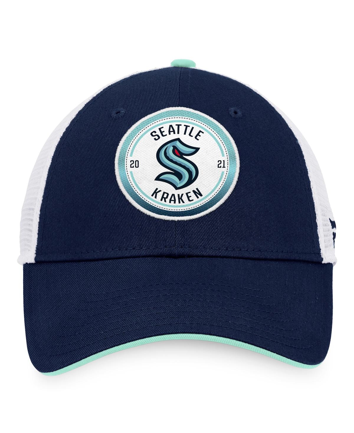 Fanatics Men's  Deep Sea Blue, White Seattle Kraken Iconic Gradient Trucker Snapback Hat In Deep Sea Blue,white