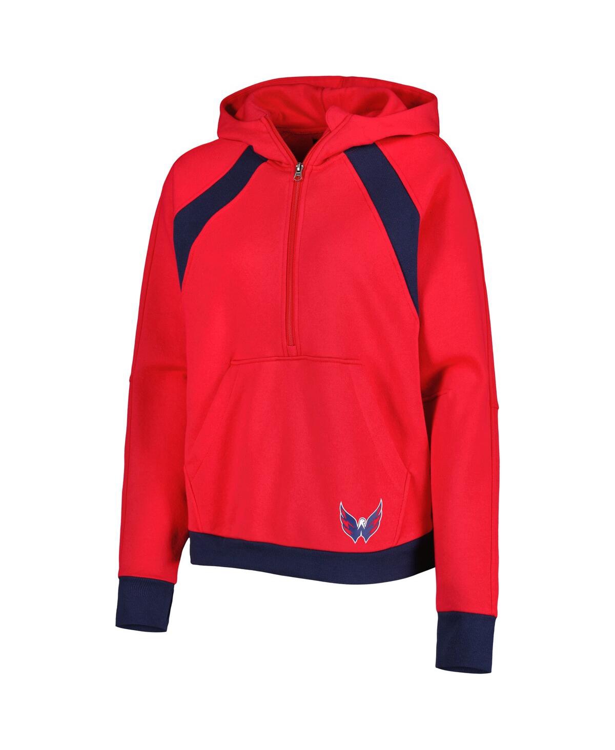 Shop Starter Women's  Red Washington Capitals Wishbone Half-zip Hoodie