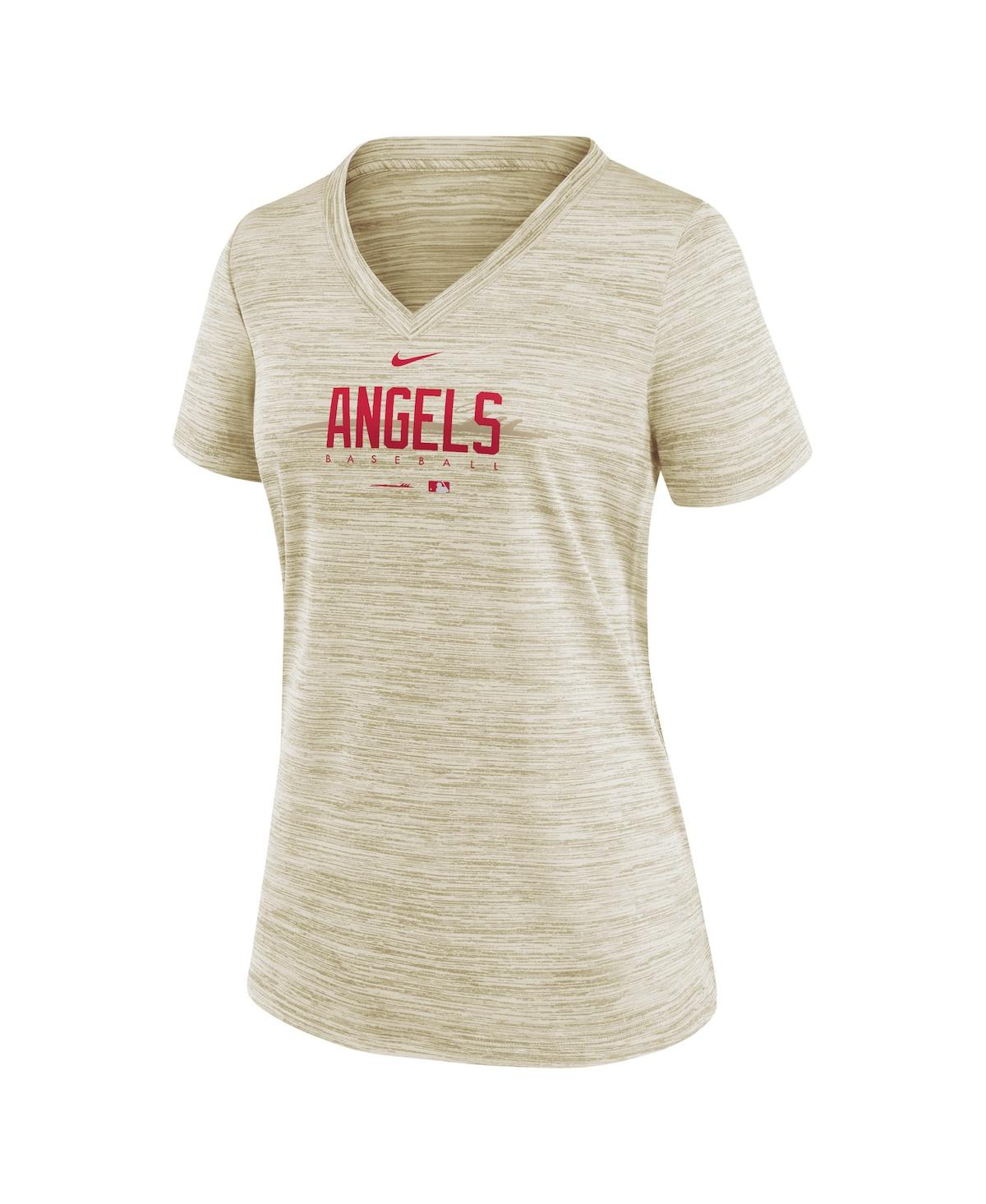 Shop Nike Women's  Cream Los Angeles Angels City Connect Velocity Practice Performance V-neck T-shirt