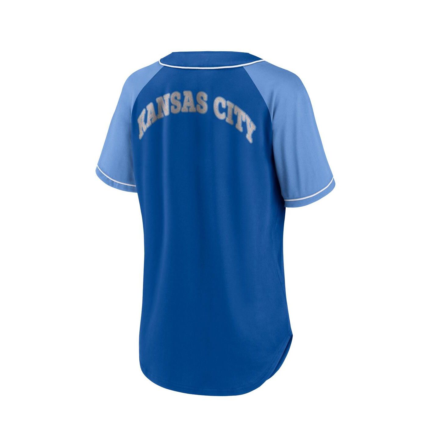 Женская футболка Fanatics Royal Kansas City Royals Ultimate Style Raglan V-Neck — фото 4