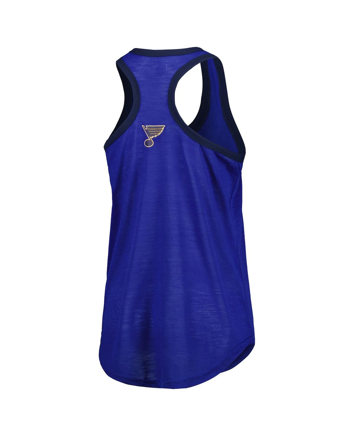Shop G-iii 4her By Carl Banks Women's  Royal St. Louis Blues First Base Racerback Scoop Neck Tank Top