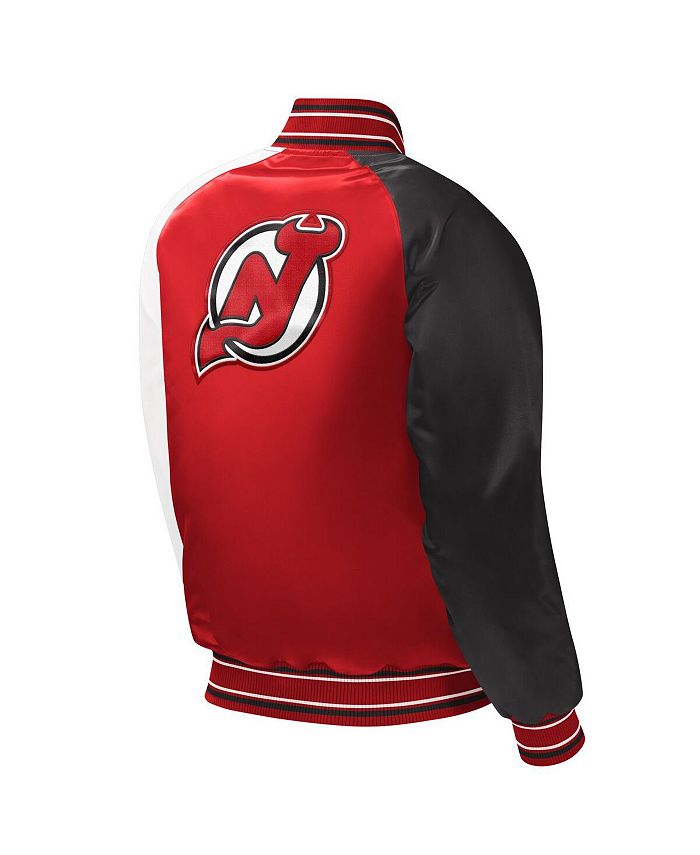 Men's New Jersey Devils Starter Red O-Line Varsity Full-Snap Jacket