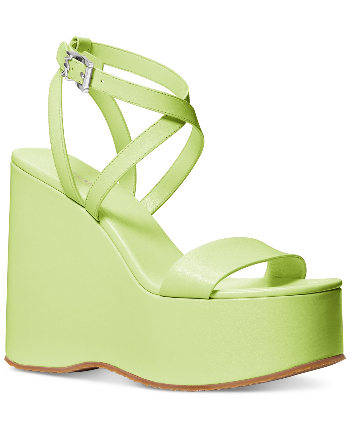 Michael Kors Michael  Women's Paola Strappy Platform Wedge Sandals In Bright Limeade