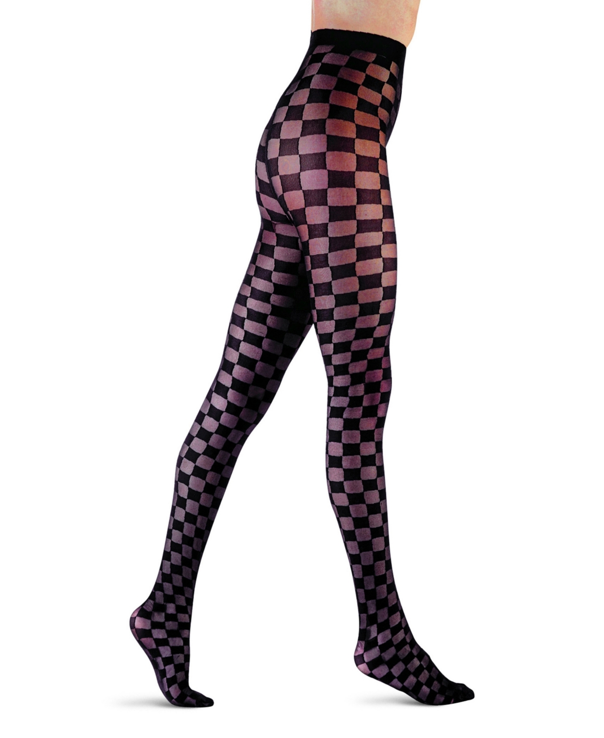 Women's European Made Checkered Tights - Black