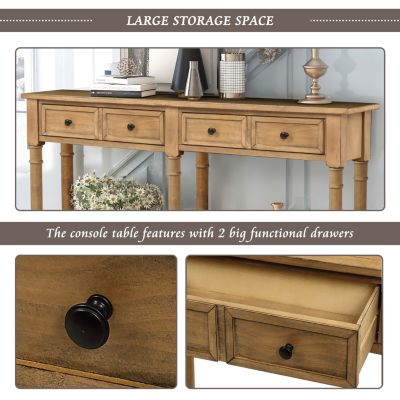 Simplie Fun Console Table Sofa Table Easy Assembly With Two Storage Drawers And Bottom Shelf
