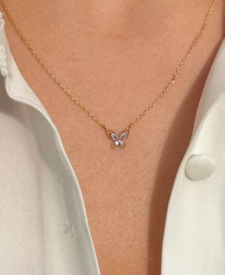 Faux Cubic Zirconia Float Like A Butterfly Necklace