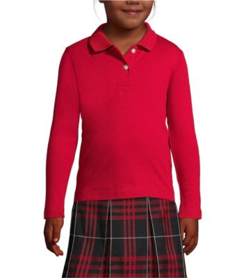Girls School Uniform Long Sleeve Feminine Fit Interlock Polo Shirt