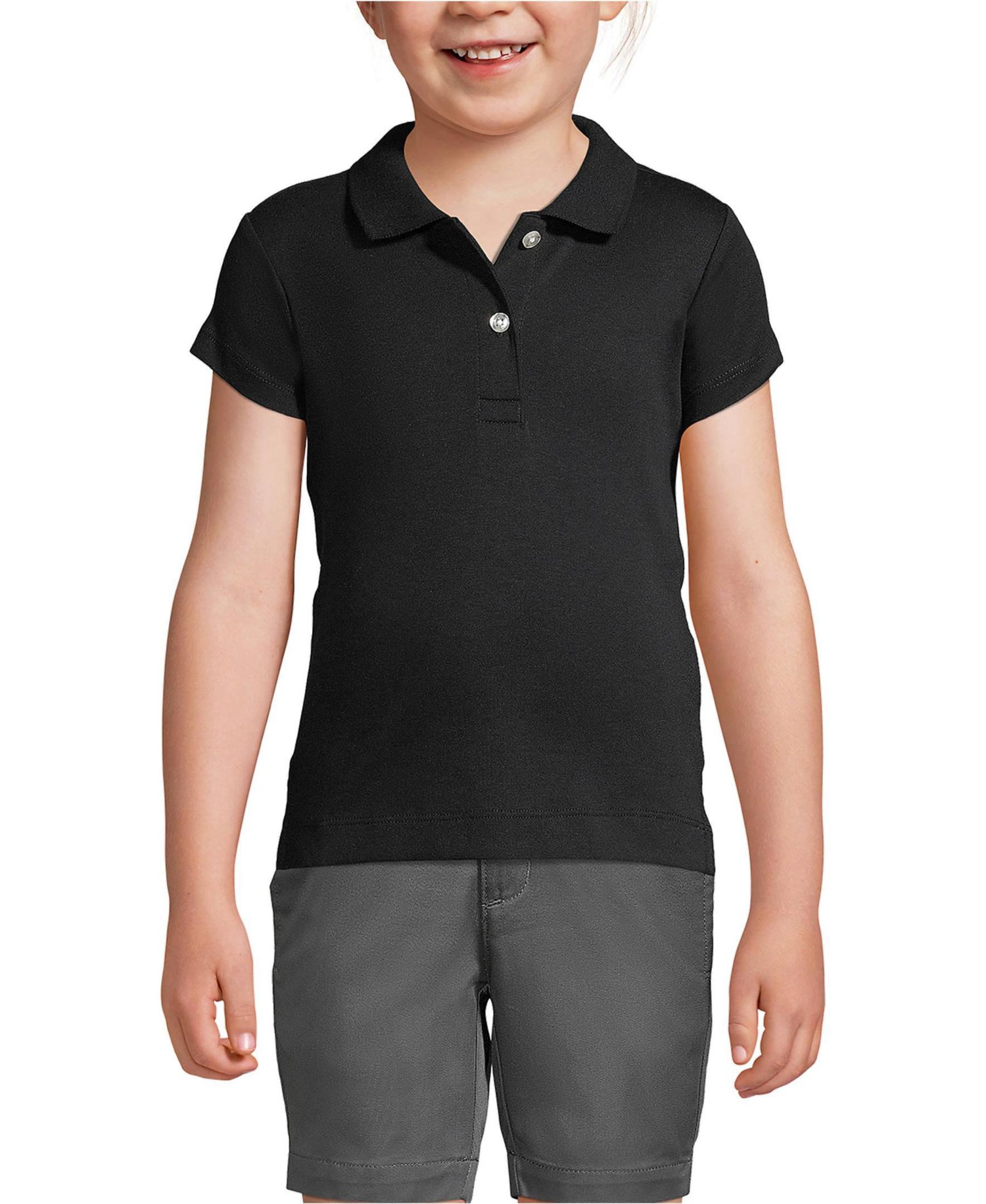 School Uniform Girls Short Sleeve Feminine Fit Interlock Polo Shirt
