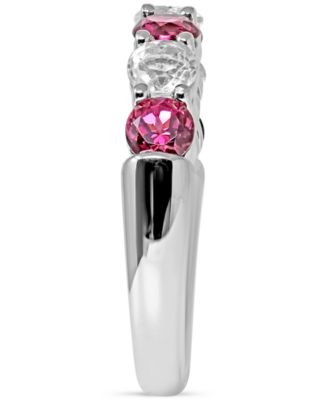 Rhodolite Garnet (1 ct. t.w.) & White Topaz (3/4 ct. t.w.) Band in Sterling Silver