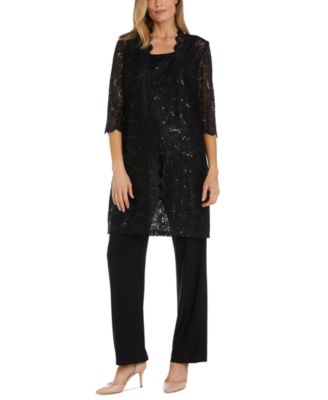 R & M Richards - 3-Pc. Sequined Lace Pantsuit & Jacket