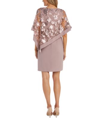 Women's Sequined Floral-Lace Poncho Dress