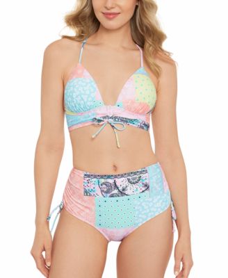 Salt + Cove Salt Cove Juniors Tunnel Front Midkini Top Side Shirred Bottoms Created For Macys In Patch Maker
