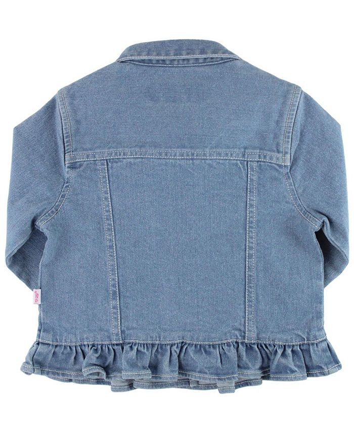 RuffleButts Baby Girls Light Wash Denim Jacket With Ruffle Trim Macy's