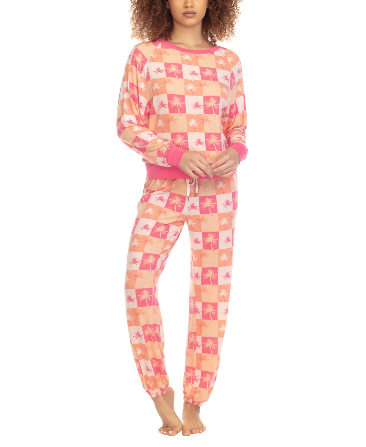 Honeydew Women's Printed Brushed Jersey Lounge Set In Sweet Pea Check