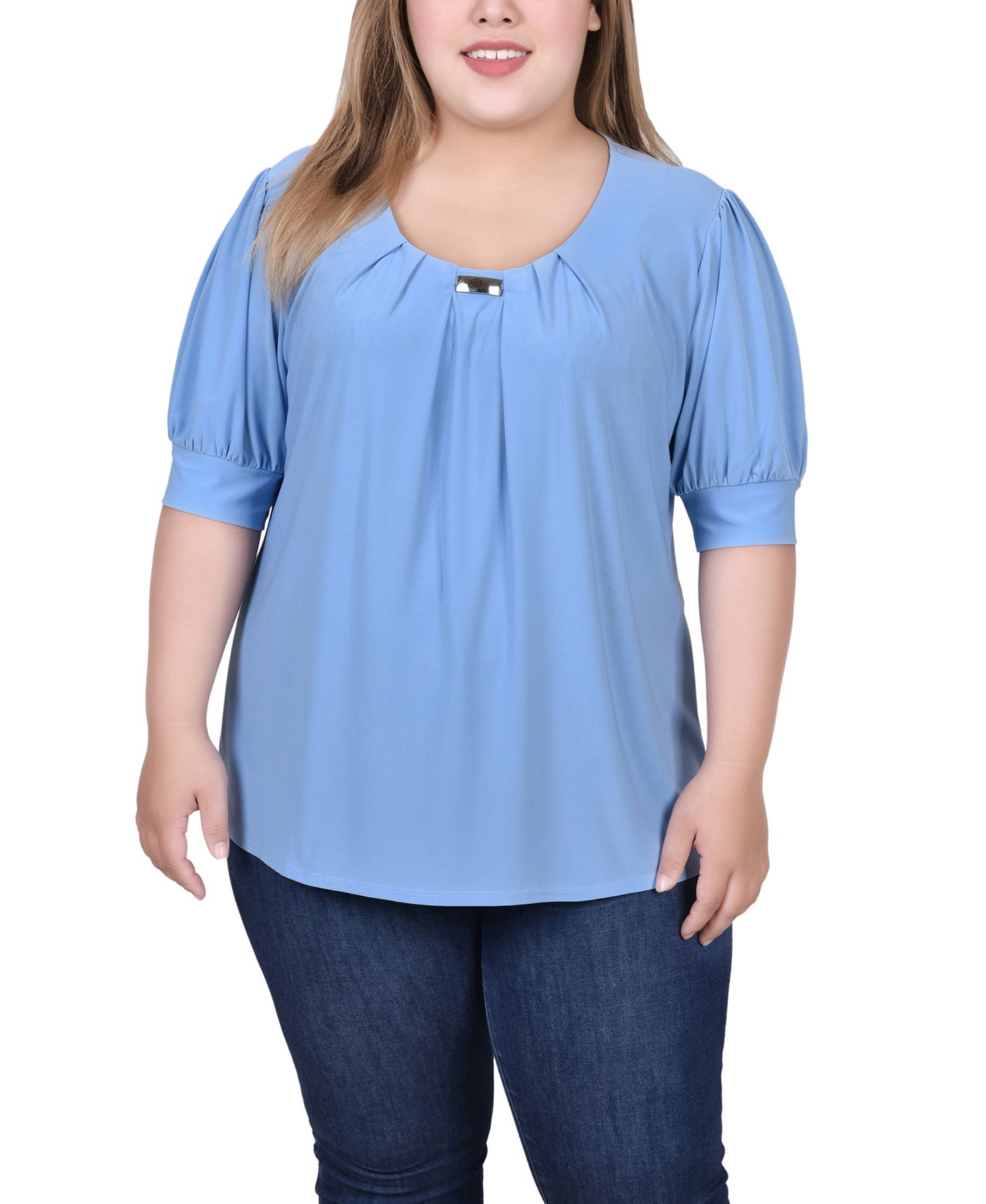 Petite Short Sleeve Balloon Sleeve Top