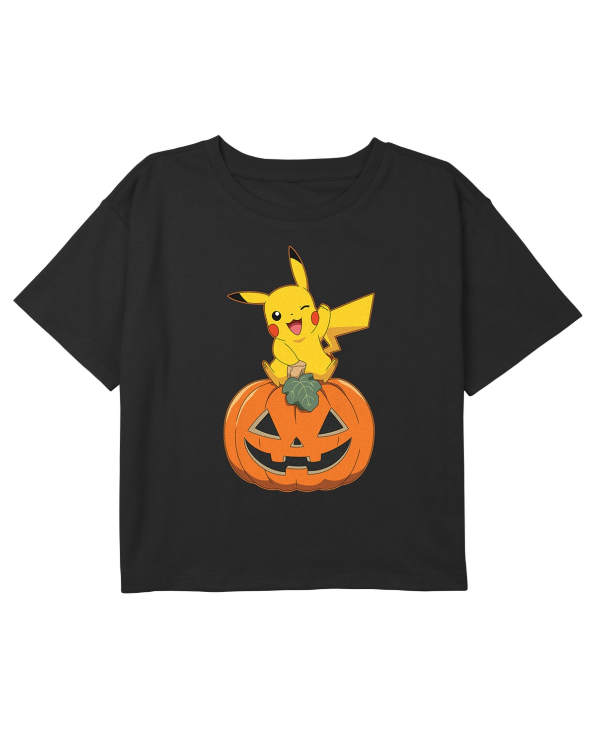 Nintendo Girl's Pokemon Halloween Jack-o'-lantern Pikachu Child T-shirt In Black