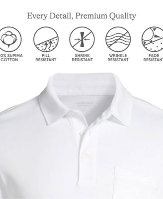 Хлопчатобумажная рубашка поло Supima с коротким рукавом и карманом Lands End Lands End Big - Tall 12390₽