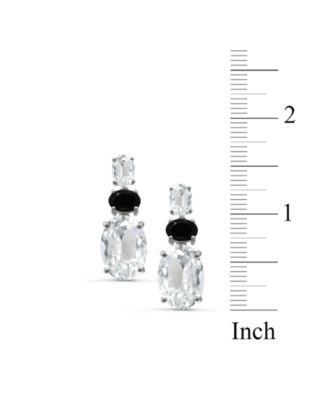 White Quartz (11 ct. t.w.) & Onyx Three-Stone Drop Earrings in Sterling Silver
