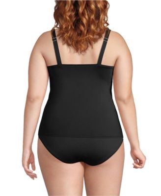 Women's Plus Size Square Neck Underwire Tankini Swimsuit Top Adjustable Straps