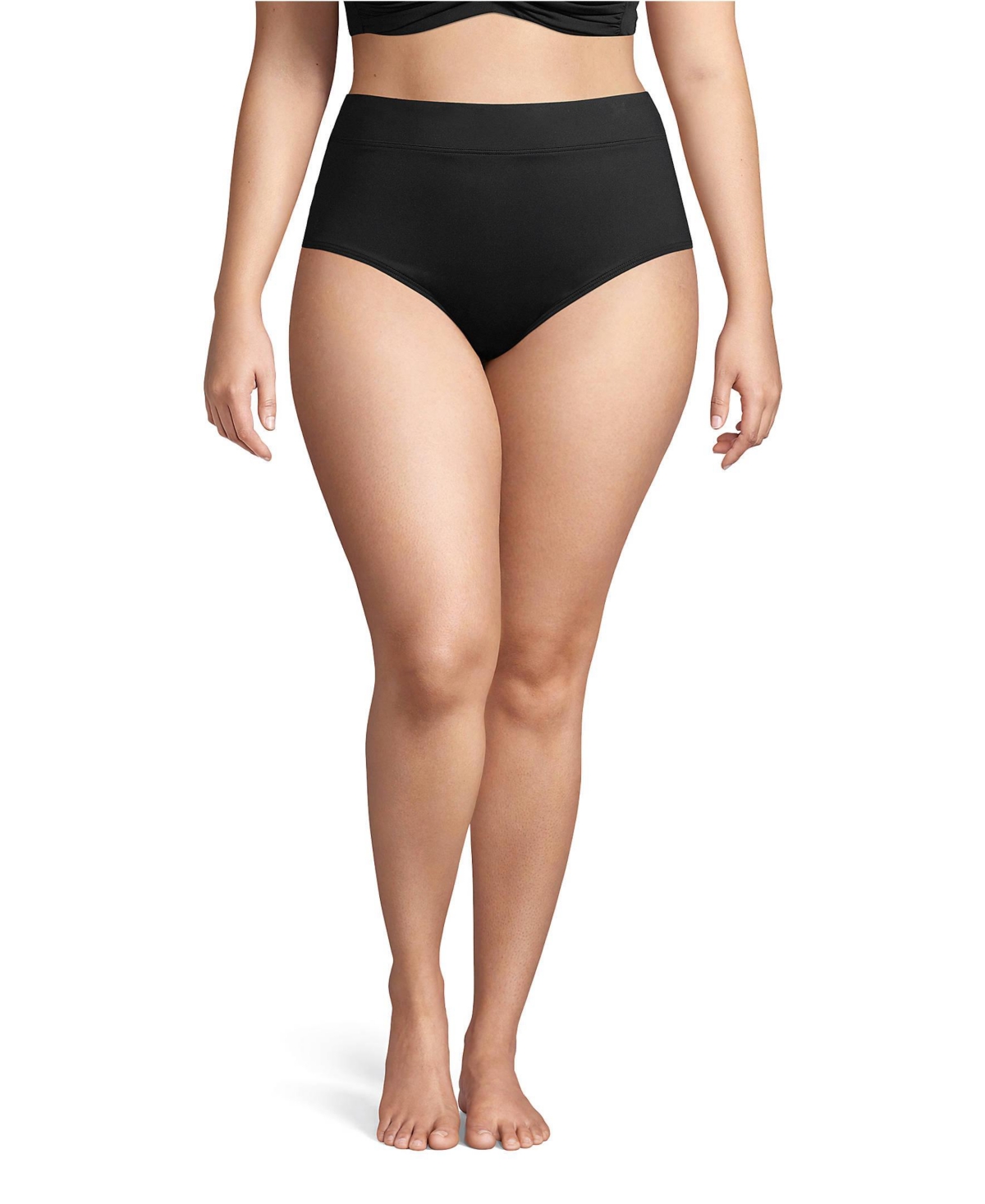 Lands' End Plus Size Tummy Control High Waisted Bikini Swim Bottoms
