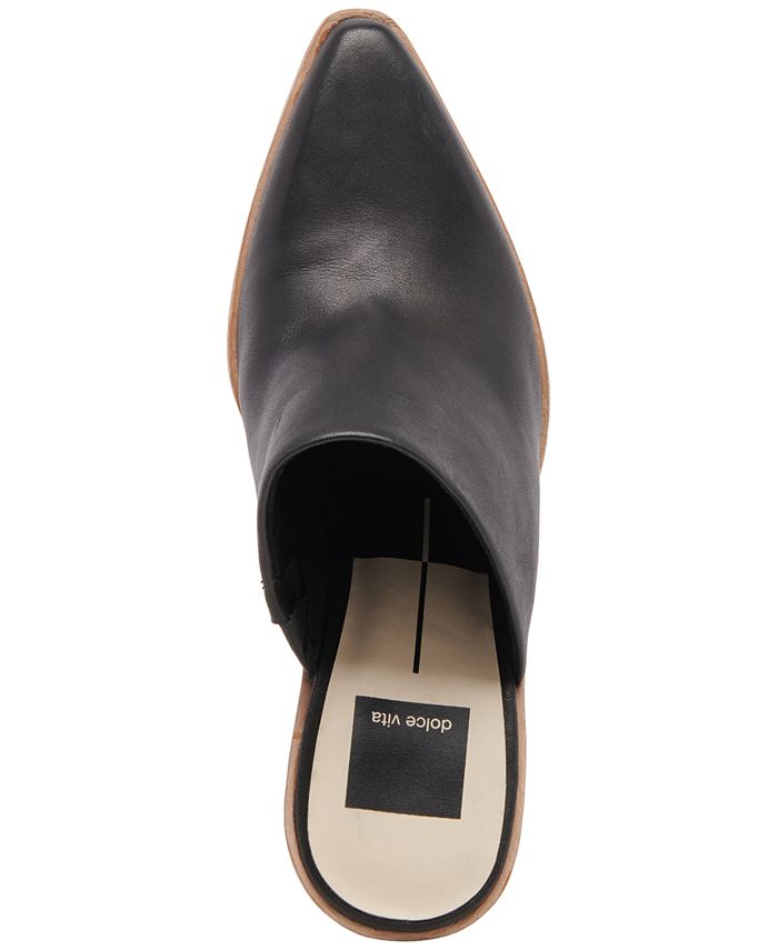 DOLCE VITA Womens Black White Animal Print Gram Pointed Toe Slip On Leather Dress Mules M