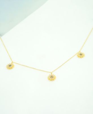 London Blue Topaz (1/10 ct. t.w.) & Lab-grown White Sapphire (1/3 ct. t.w.) Dangle Star Statement Necklace in 14k Gold-Plated Sterling Silver, 16" + 2" extender