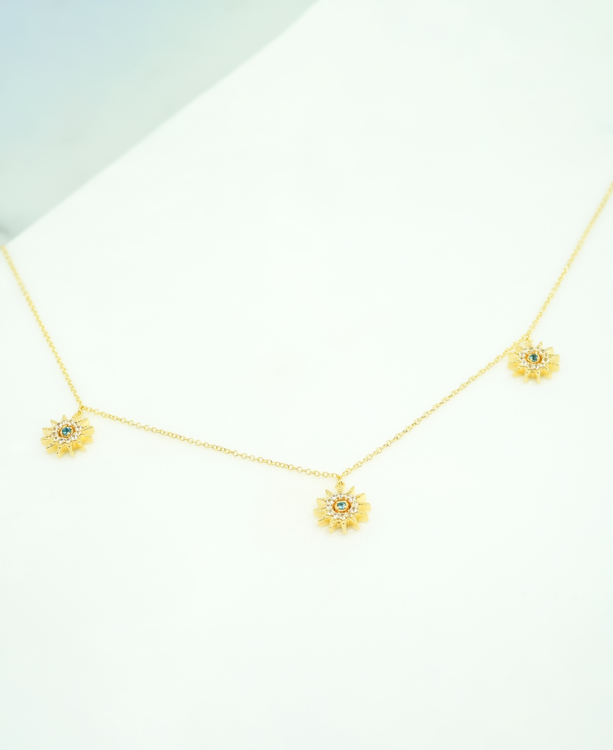 London Blue Topaz (1/10 ct. t.w.) & Lab-grown White(1/3 ct. t.w.) Dangle Star Statement Necklace in 14k Gold-Plated Sterling Silver, 16