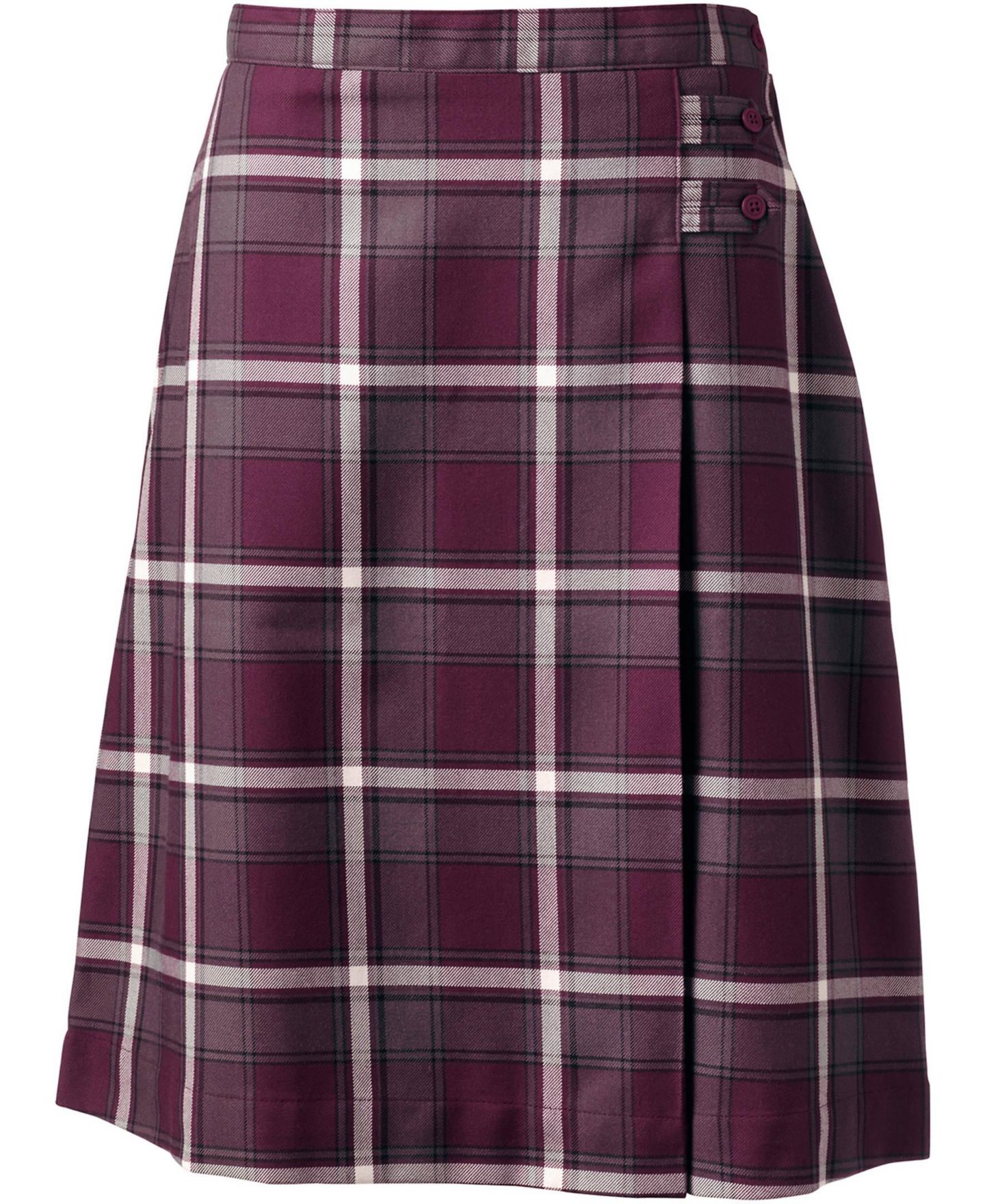 Женская юбка Lands' End Plaid A-line Skirt Below the Knee, цвет: Бордовый / Серый клетчатый — фото 1