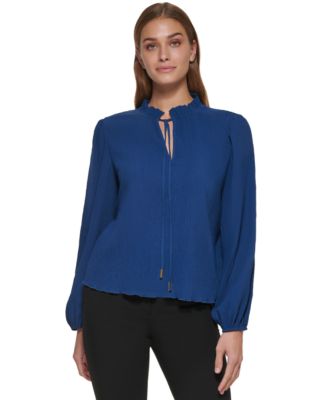 DKNY - Women's Mock-Turtleneck Tie Long-Sleeve Top