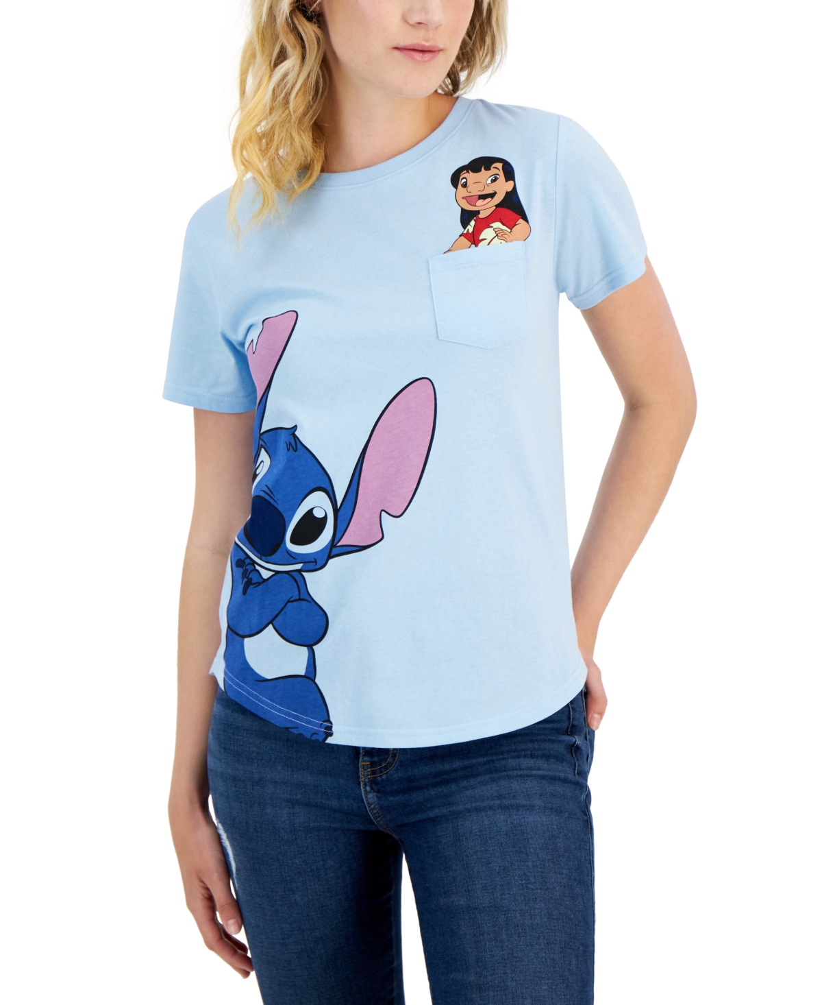 Disney Juniors' Lilo And Stitch Graphic Print T-shirt In Blue