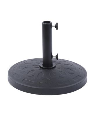 9 Ft Outdoor Patio Market Umbrella with Decorative Round Resin Base