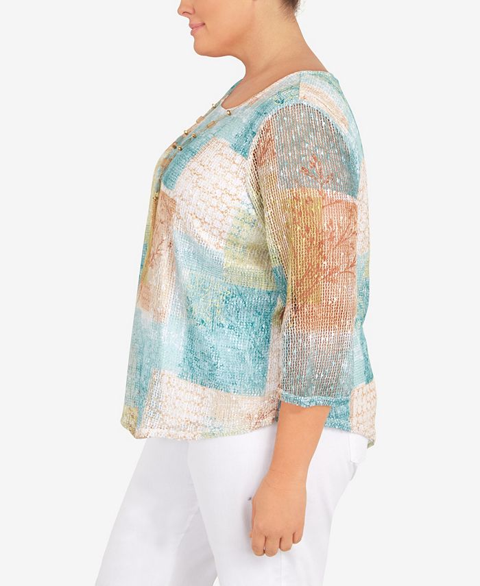 Plus Size 1X Women’s Sweater ALFRED DUNNER Black Striped Twofer Layered Pullover For Sale - Item