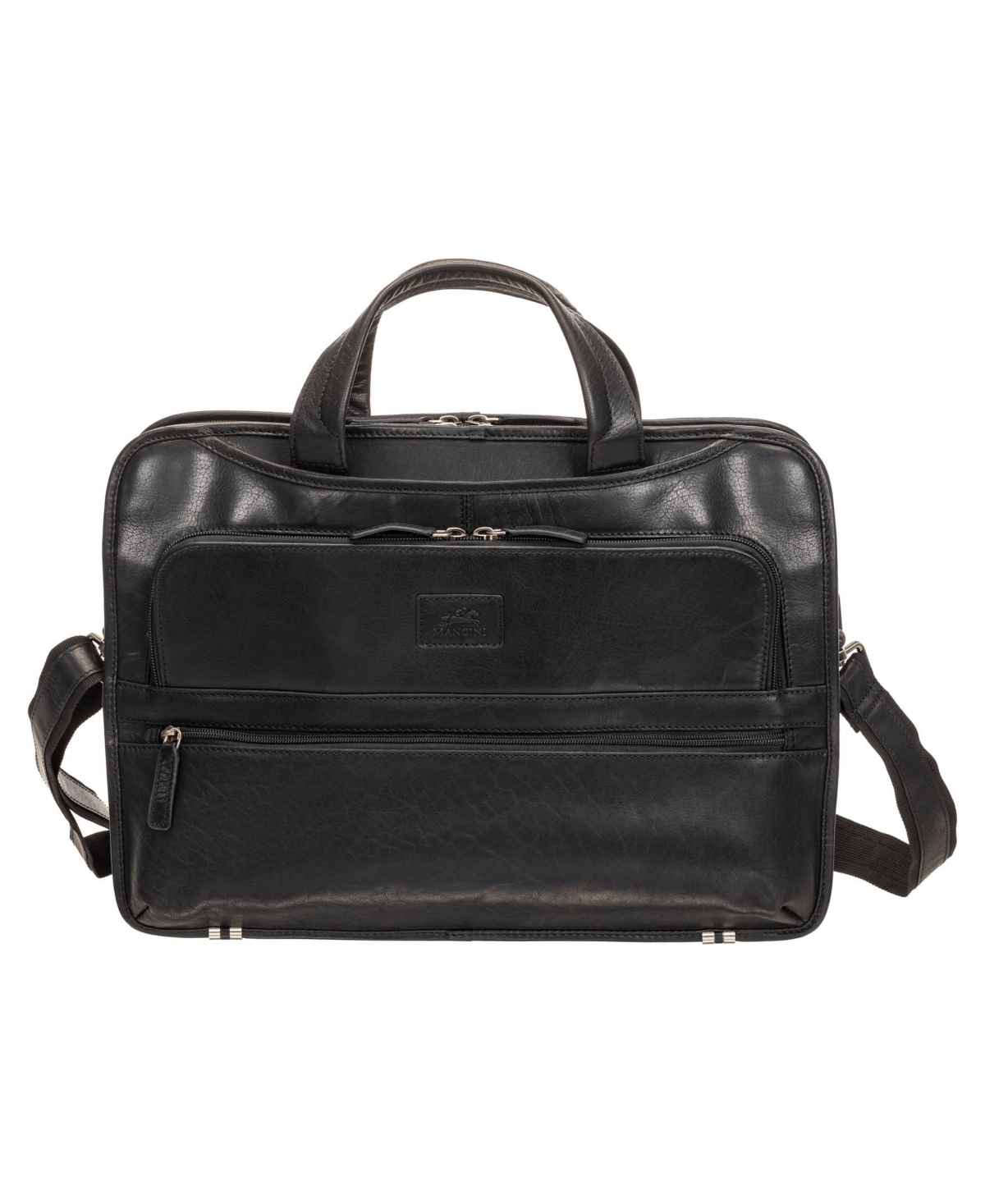 Mancini Men's Buffalo Triple Compartment Briefcase For 15.6" Laptop And Tablet In Black