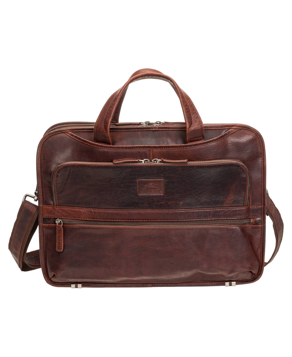 Men's Buffalo Triple Compartment Briefcase for 15.6" Laptop and Tablet - Brown