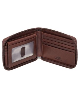 Men's Buffalo RFID Secure Zippered Billfold Wallet with Removable Passcase