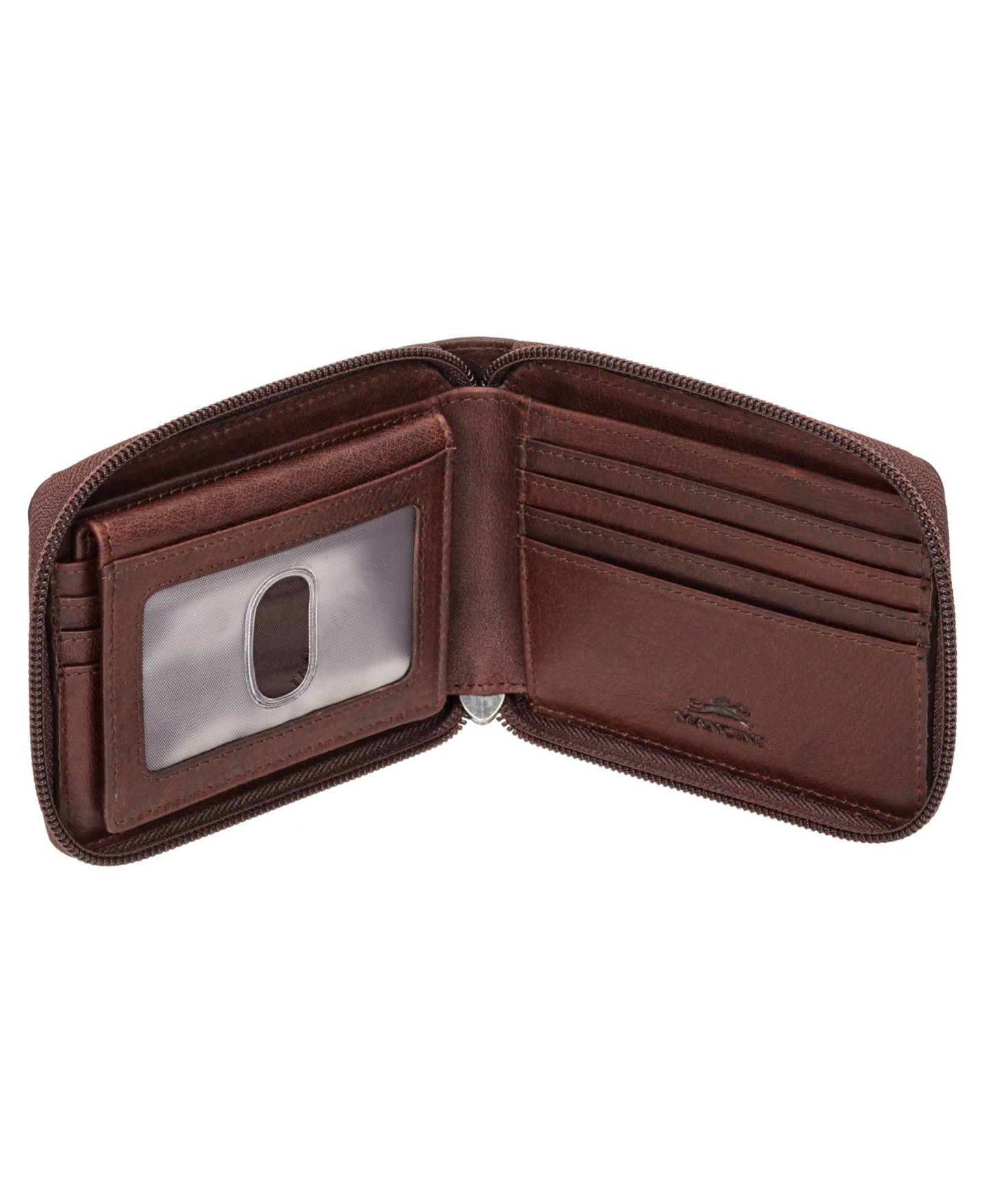 Мужской кошелёк Mancini Buffalo RFID Secure Zippered Billfold Wallet with Removable Passcase, цвет: Коричневый — фото 4