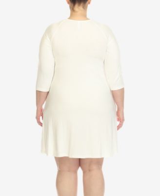 Plus Size Criss Cross Neckline 3/4 Sleeve Swing Dress
