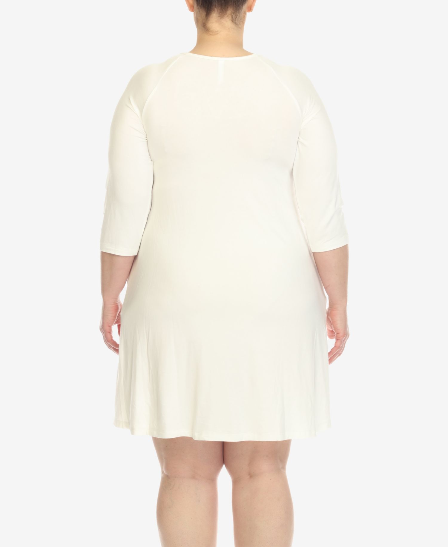 Plus Size Criss Cross Neckline 3/4 Sleeve Swing Dress
