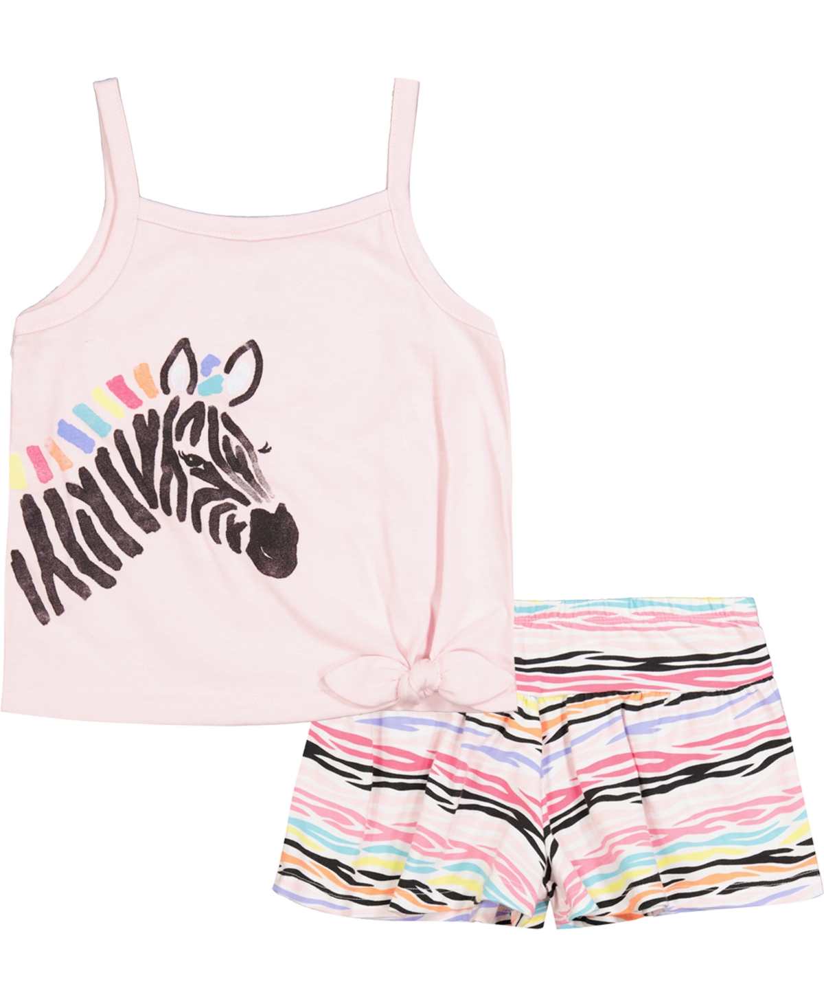 Kids Headquarters Toddler Girls Zebra Tie-hem Tank Top And Skort, 2 Piece Set In Pink
