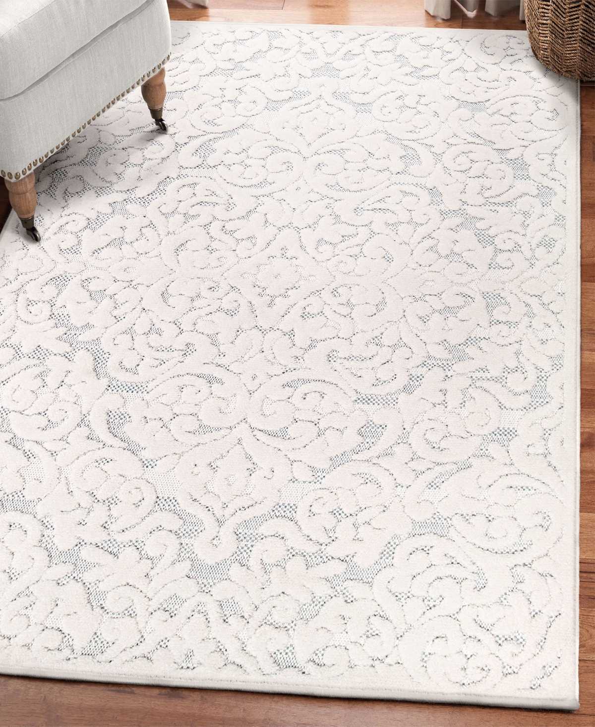 Orian Crochet Indoor, Outdoor Kensington Area Rug - Mist